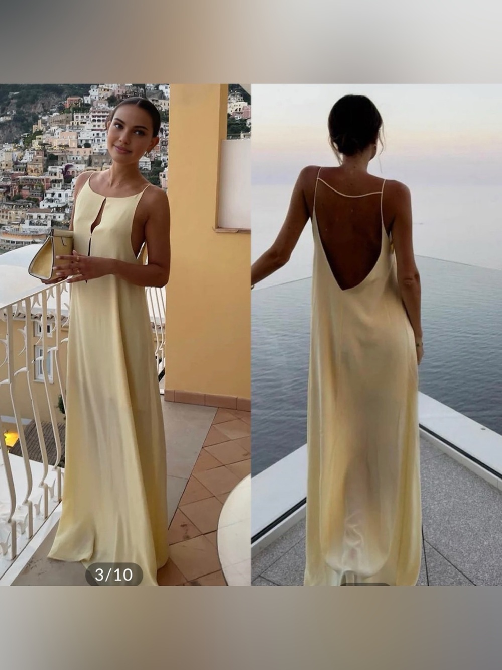 NWT Commense Backless Vacation Satin Long Dress in Butter Yellow, Size X-Small